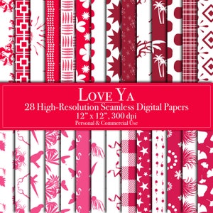 No Hearts Valentine's Day Digital Papers, Seamless, Scrapbook Paper, Commercial Use, Printable, Junk Journal, Card making, Invitations, Love