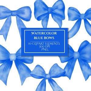 Blaue Aquarell Bögen Clipart für Weihnachtsgeschenke, Karten, süße Aufkleber, Partydekoration, Geschenkanhänger, Einladungen, Neujahr, Weihnachten