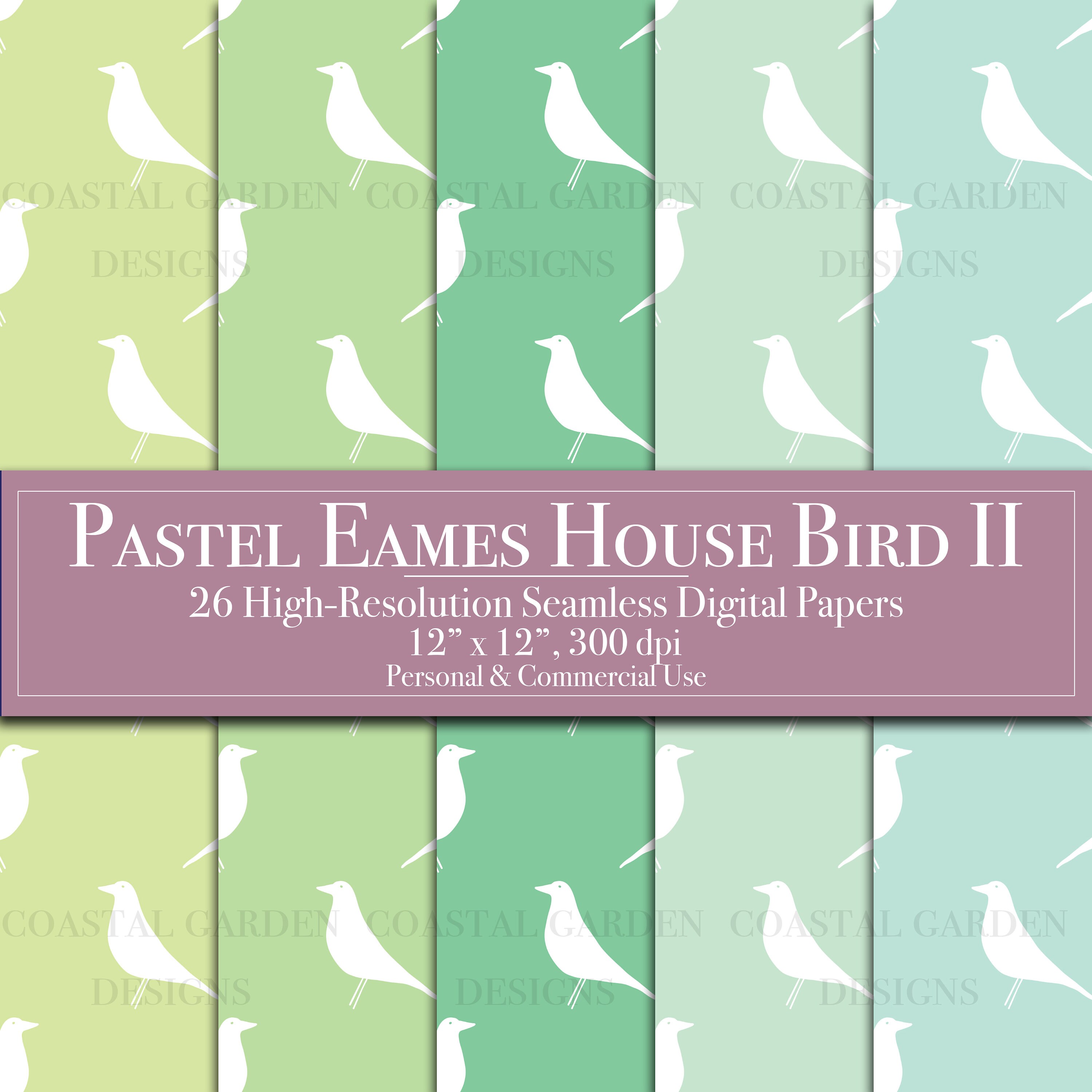 Eames House Bird Digital Papers Seamless Pattern Scrapbook Paper ...
