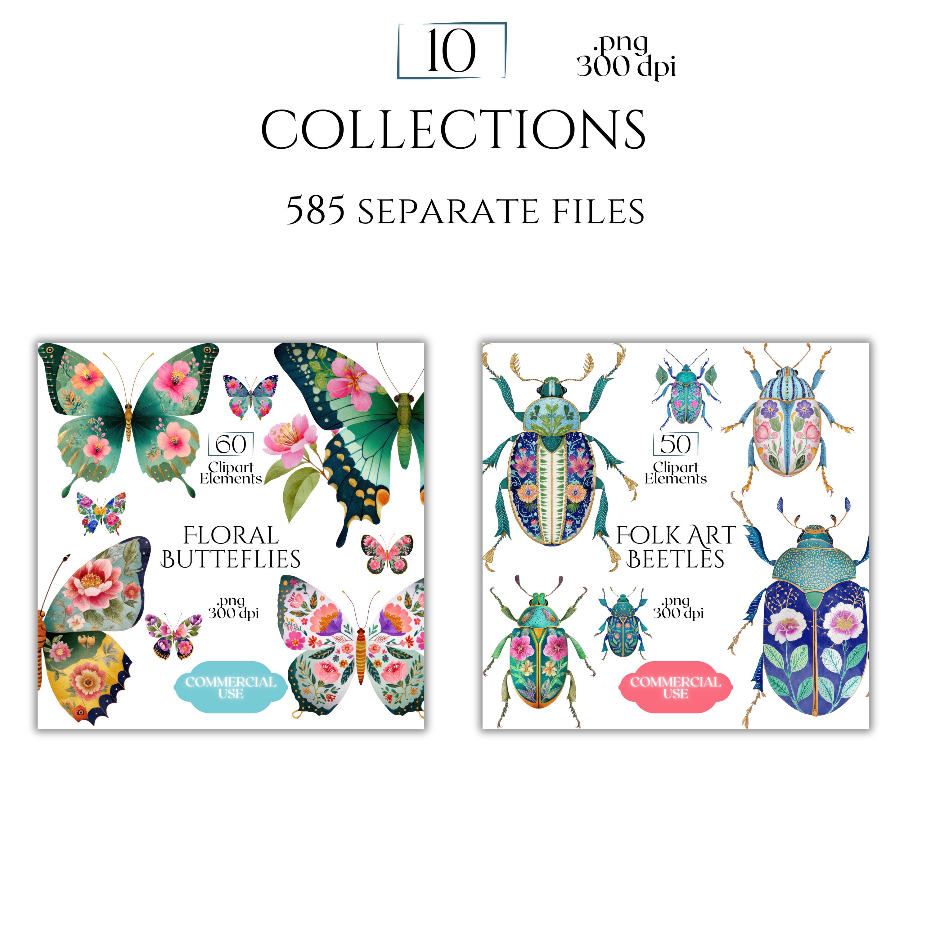 Insect Clipart Mega Bundle, Bug PNG Graphics, Butterfly Beetle Ant ...