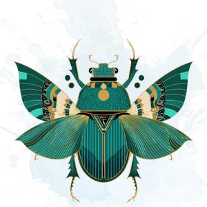Art Deco Insect Clipart, Vintage Bug Graphics, Modern Cicada Dragonfly Moth Illustrations (50 Files, Transparent Background)