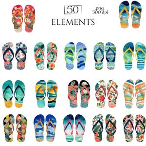Watercolor Summer Sandal PNG Bundle