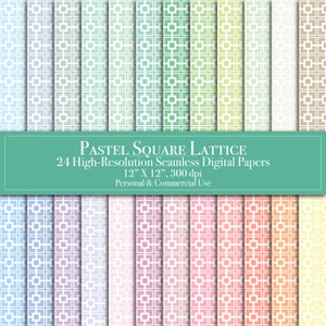 Pastel vierkant rooster digitaal papier, naadloos patroon plakboekpapier, commercieel gebruik direct downloaden, ongewenste tijdschriftachtergronden, afdrukbaar
