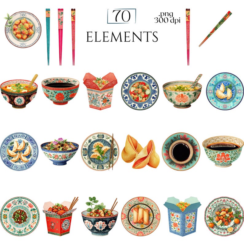 Asian Cuisine PNG Elements