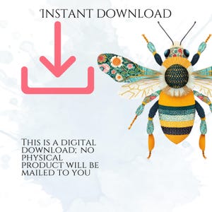 Patchwork Bee Clipart, Quilted Bees PNG Images, Decorative Bee Graphics (50 Files, Transparent Background)