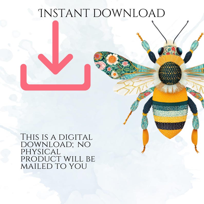 Patchwork Bee Clipart, Quilted Bees PNG Images, Decorative Bee Graphics (50 Files, Transparent Background)
