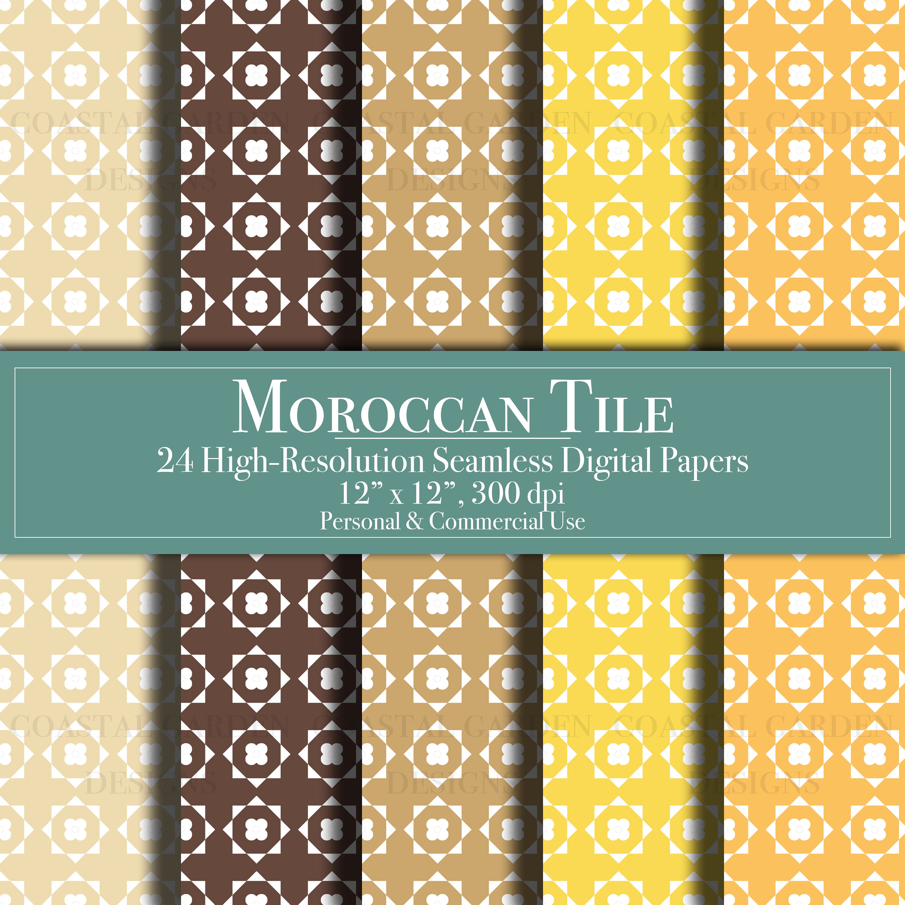 Moroccan Tile Digital Paper, Seamless Pattern Scrapbook Paper ...