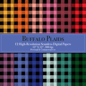Buffalo Plaids Digital Paper, Seamless Pattern, Scrapbook Paper, Commercial Use, Instant Download, Checker Plaid, Gingham, Lumberjack Bundle