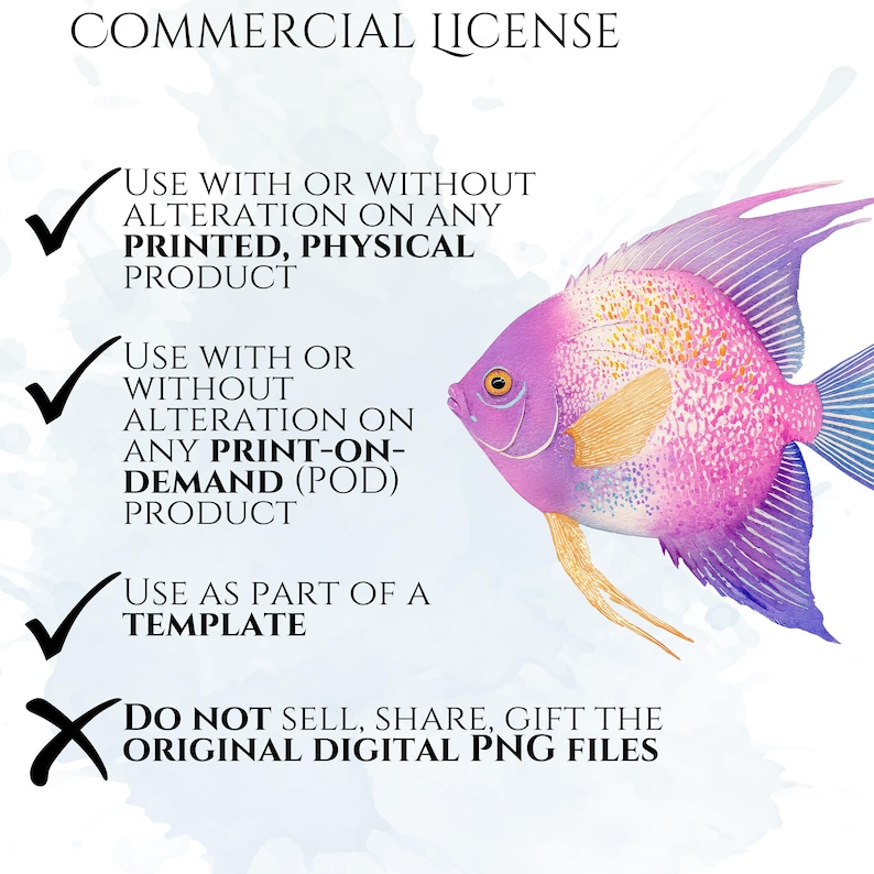 Pastel Fish Clipart, Delicate Coastal PNG Graphics, Tropical Fish Illustrations (60 Files, Transparent Background)