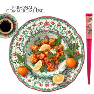 Commercial Use Cantonese Dish & Chopsticks Clip Art Set