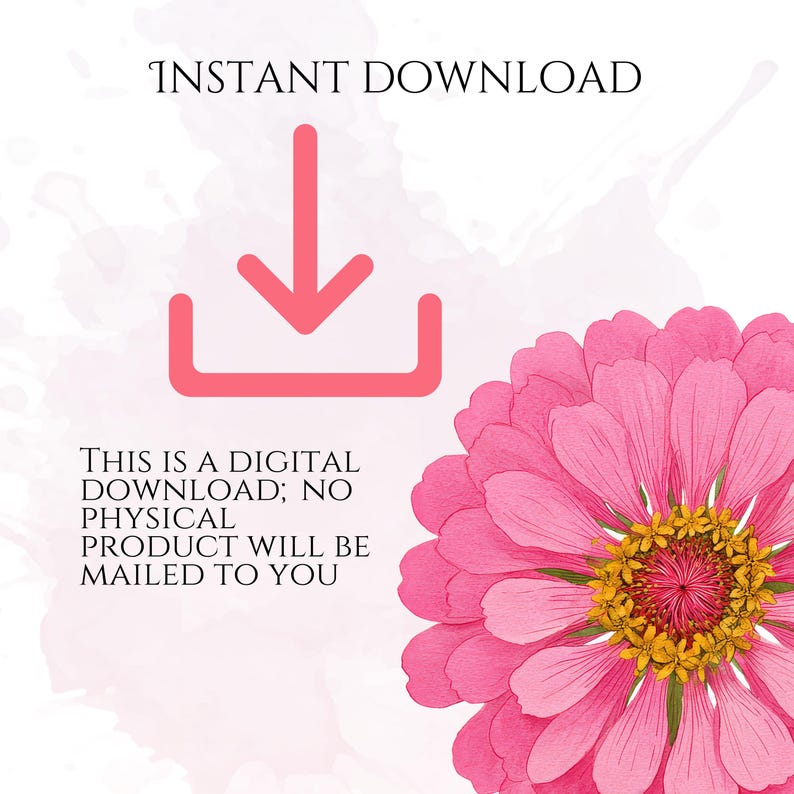 Pink Watercolor Flowers Clipart, Elegant Botanical PNG Bundle, Floral Illustrations for Wedding Invitations, Pinky Ephemera, Bloom Stickers