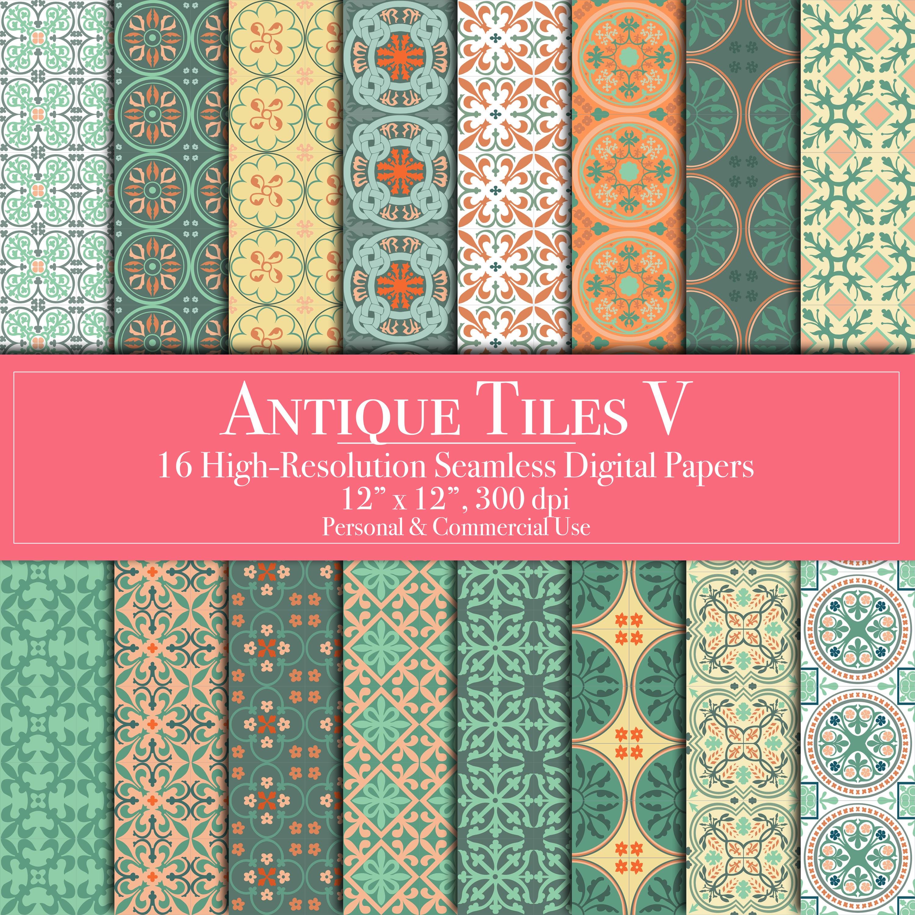 Antique Tiles XL Digital Paper Mega Bundle, Seamless Pattern Tile ...