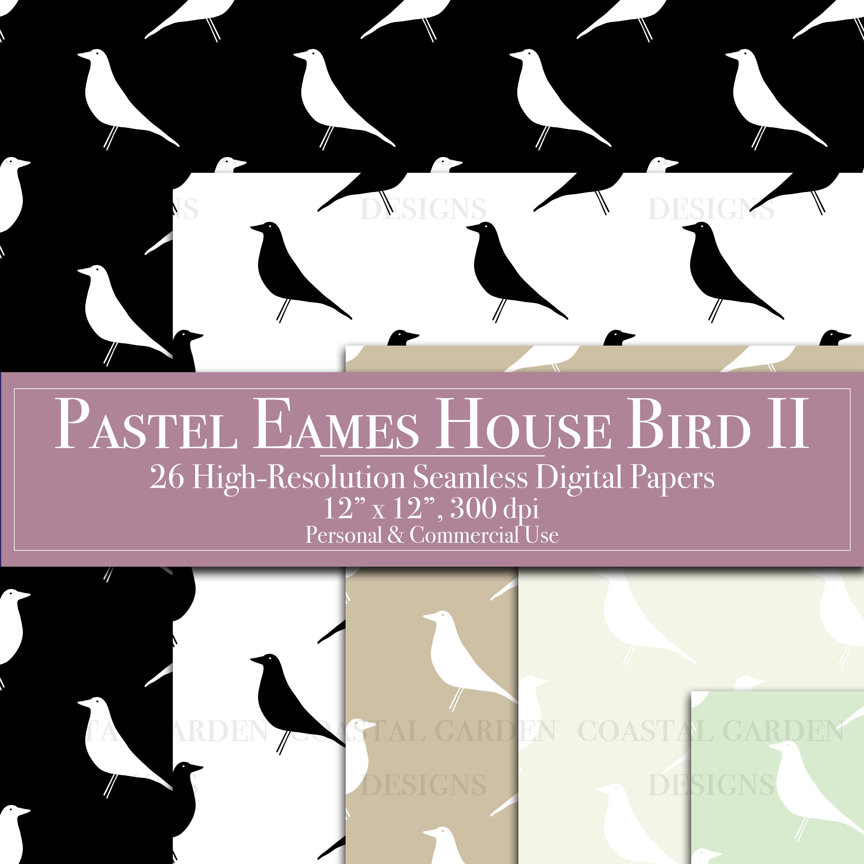 Eames House Bird Digital Papers Seamless Pattern Scrapbook Paper ...