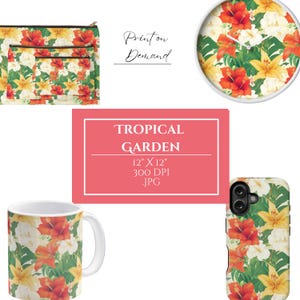 Tropical Flowers Digital Paper, Botanical Seamless Pattern, Scrapbook ...