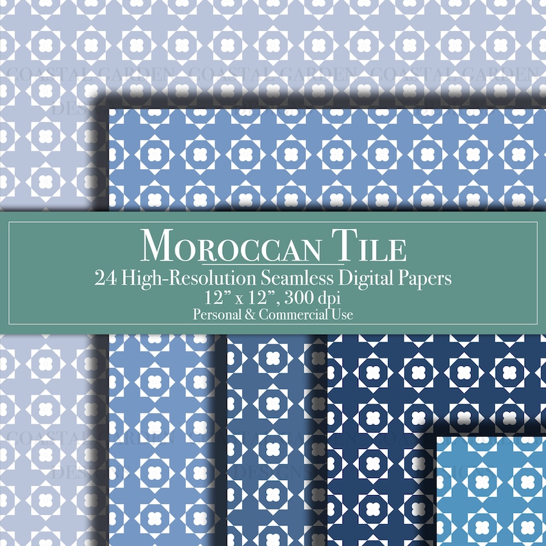 Moroccan Tile Digital Paper, Seamless Pattern Scrapbook Paper ...