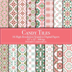 Süßigkeit-Kachel-Digital-Papier-Bundle, nahtlose koordinierende Muster Scrapbook-Papier Junk-Journal Planer Kommerzielle Nutzung Sofort-Download Antik