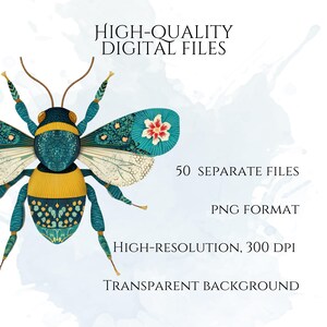 Patchwork Bee Clipart, Quilted Bees PNG Images, Decorative Bee Graphics (50 Files, Transparent Background)
