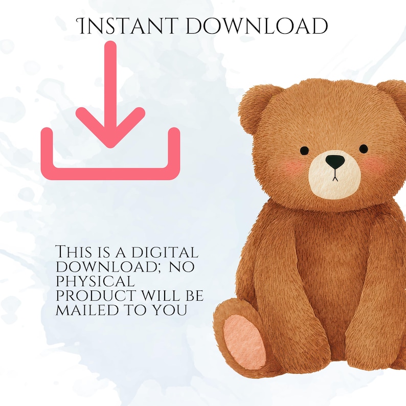 Teddy Bear Clipart, Cute Bear PNG Graphics, Baby Shower & Nursery Illustrations (55 Files, Transparent Background)