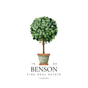 Topiary Clipart, Garden Tree Elements, Potted Greenery Clip Art, Formal Landscape Decorative Plant Illustrations Commercial Use Plant Images