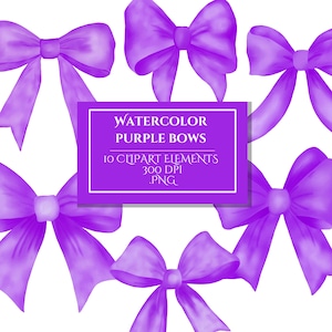 Lila Schleifen Clipart für Weihnachtsgeschenke und Karten, niedliche Bänder Aufkleber, Partydekoration, Geschenkanhänger, Einladungen, DIY Basteln