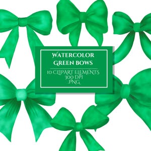 Grüne Aquarell Bögen Clipart für Weihnachtsgeschenke und -karten, niedliche Aufkleber, Partydekoration, Geschenkanhänger, Einladungen, Neujahr, Weihnachten