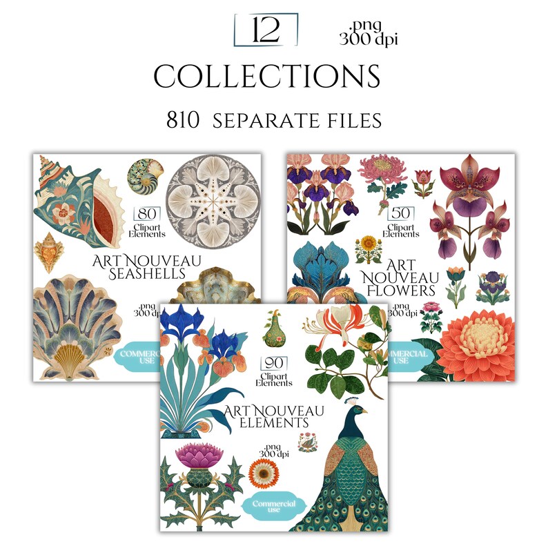 Full Art File Art Nouveau Clipart Mega Bundle, Vintage Graphics, Classic ...