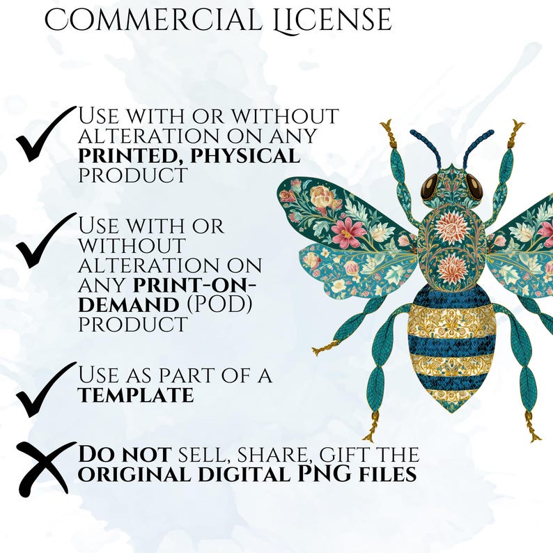 William Morris Bee Clipart, Arts & Crafts Bee PNG Graphics, Victorian Bee Illustrations (60 Files, Transparent Background)