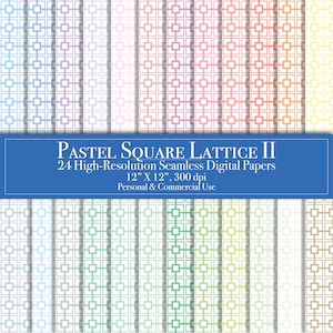 Pastel Square Lattice Digital Paper Set, Patrón sin costuras Scrapbook Papel Uso comercial Descarga instantánea Fondos de diario basura imprimibles