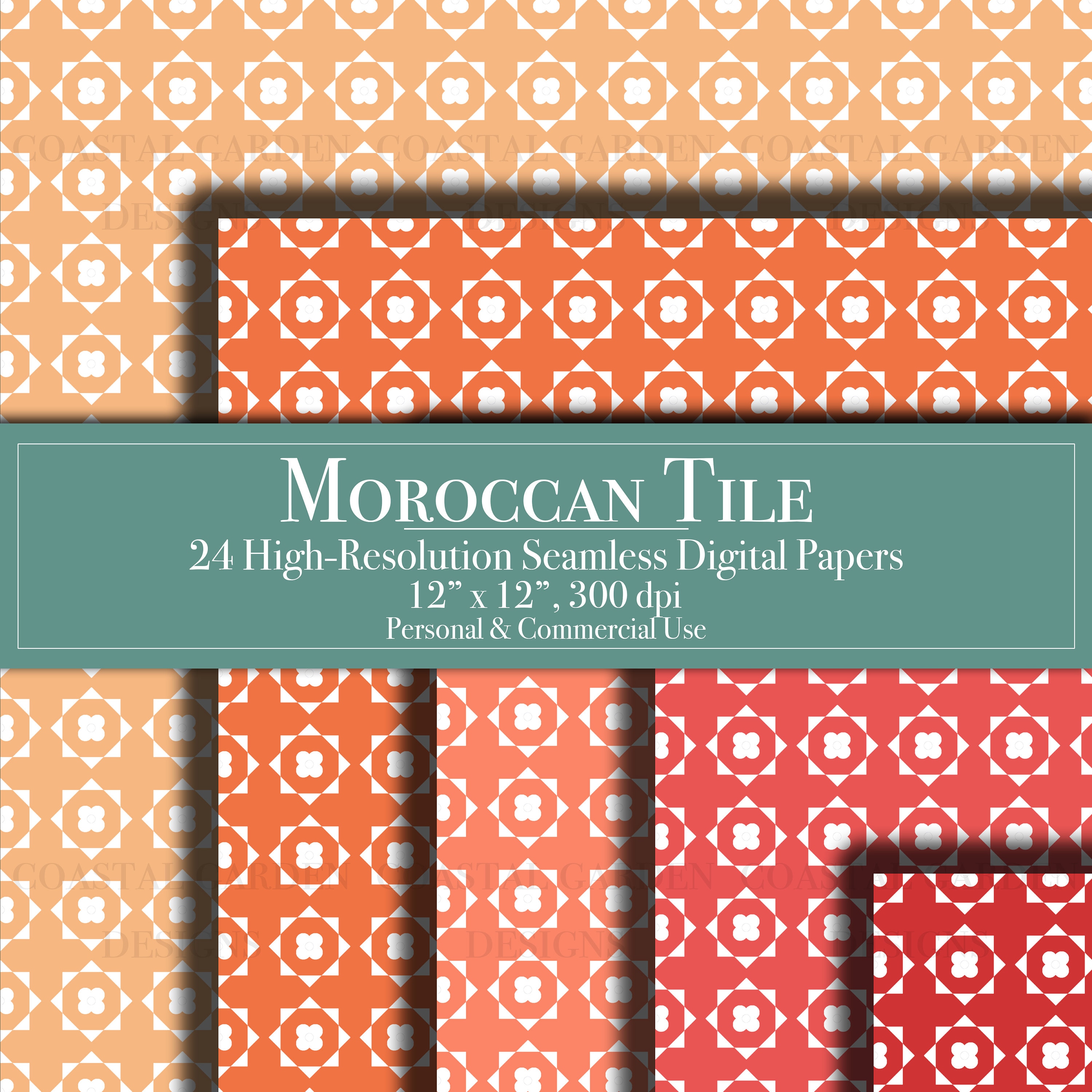 Moroccan Tile Digital Paper, Seamless Pattern Scrapbook Paper ...