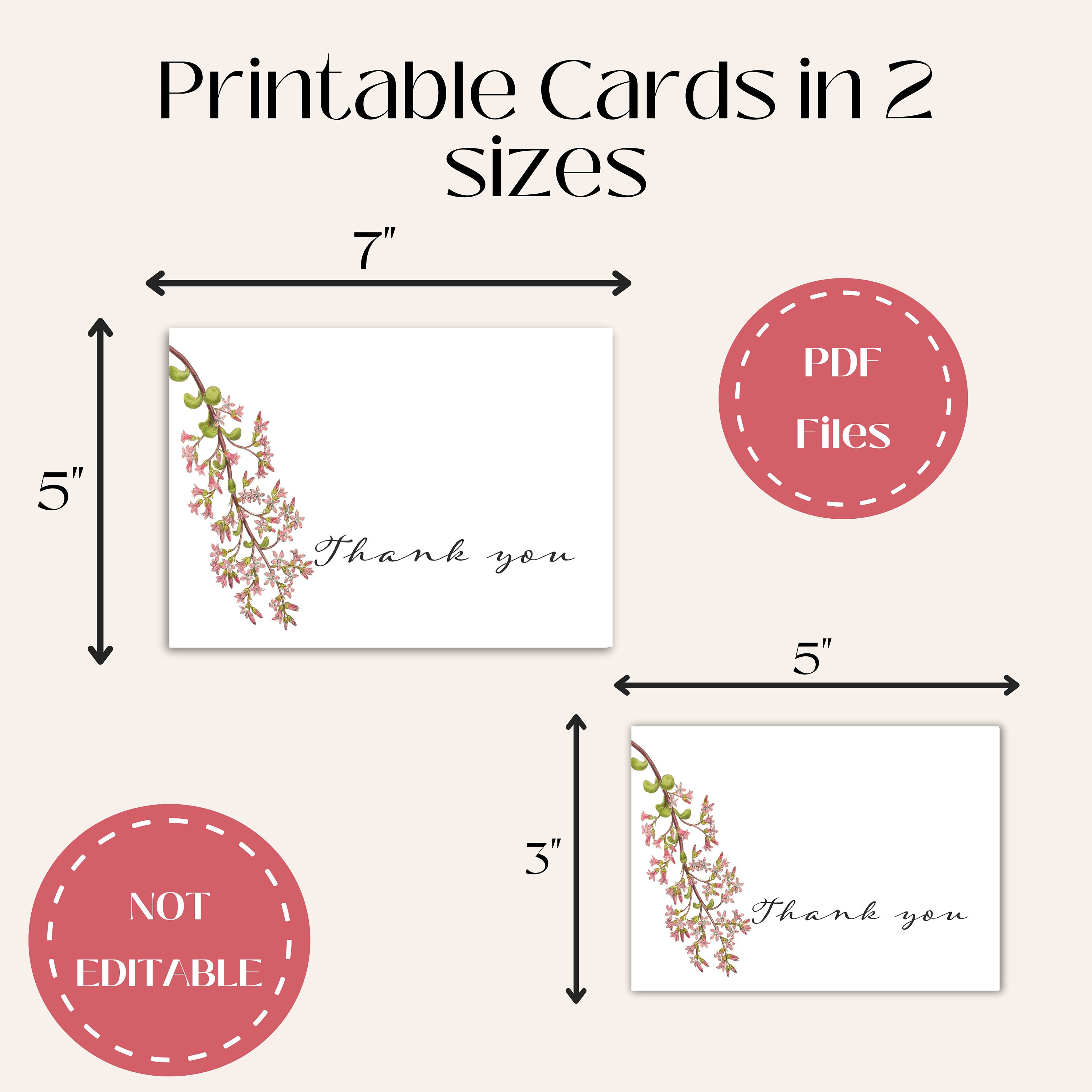 Cherry Blossom Printable Thank You Card, Instant Download Print at Home ...