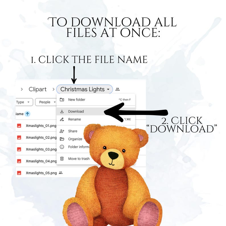 Teddy Bear Clipart, Cute Bear PNG Graphics, Baby Shower & Nursery Illustrations (55 Files, Transparent Background)