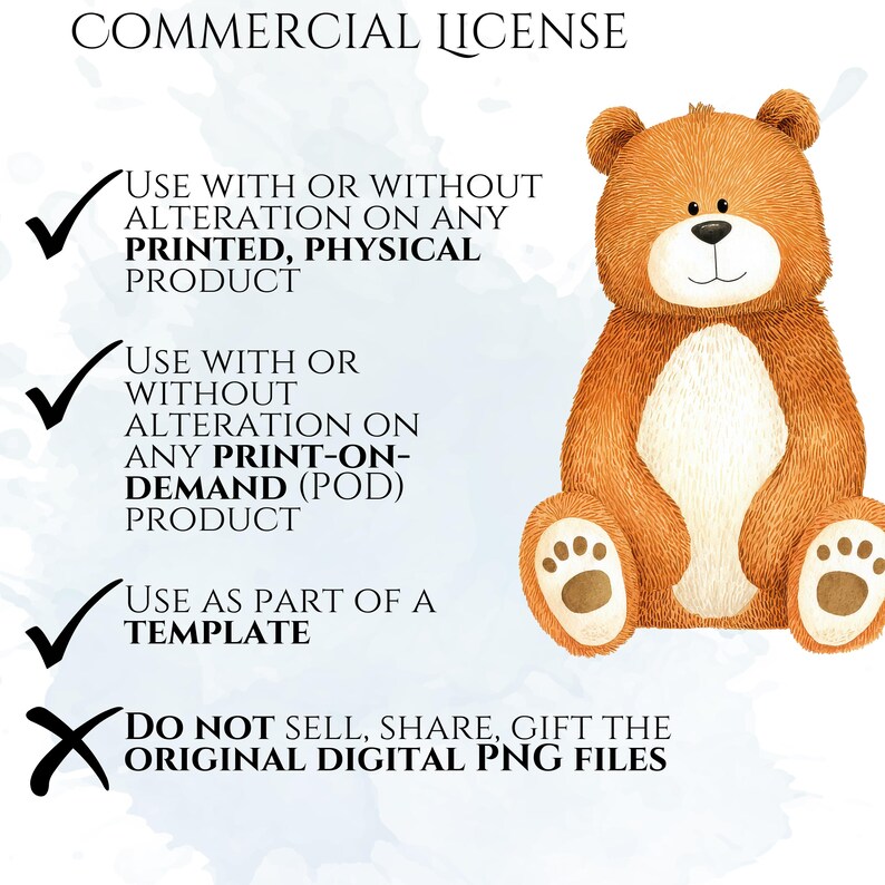 Teddy Bear Clipart, Cute Bear PNG Graphics, Baby Shower & Nursery Illustrations (55 Files, Transparent Background)