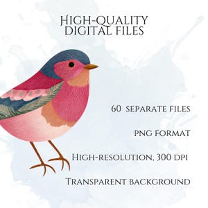 William Morris Birds Clipart, Morris-Inspired PNG Graphics, Arts & Crafts Bird Illustrations (60 Files, Transparent Background)
