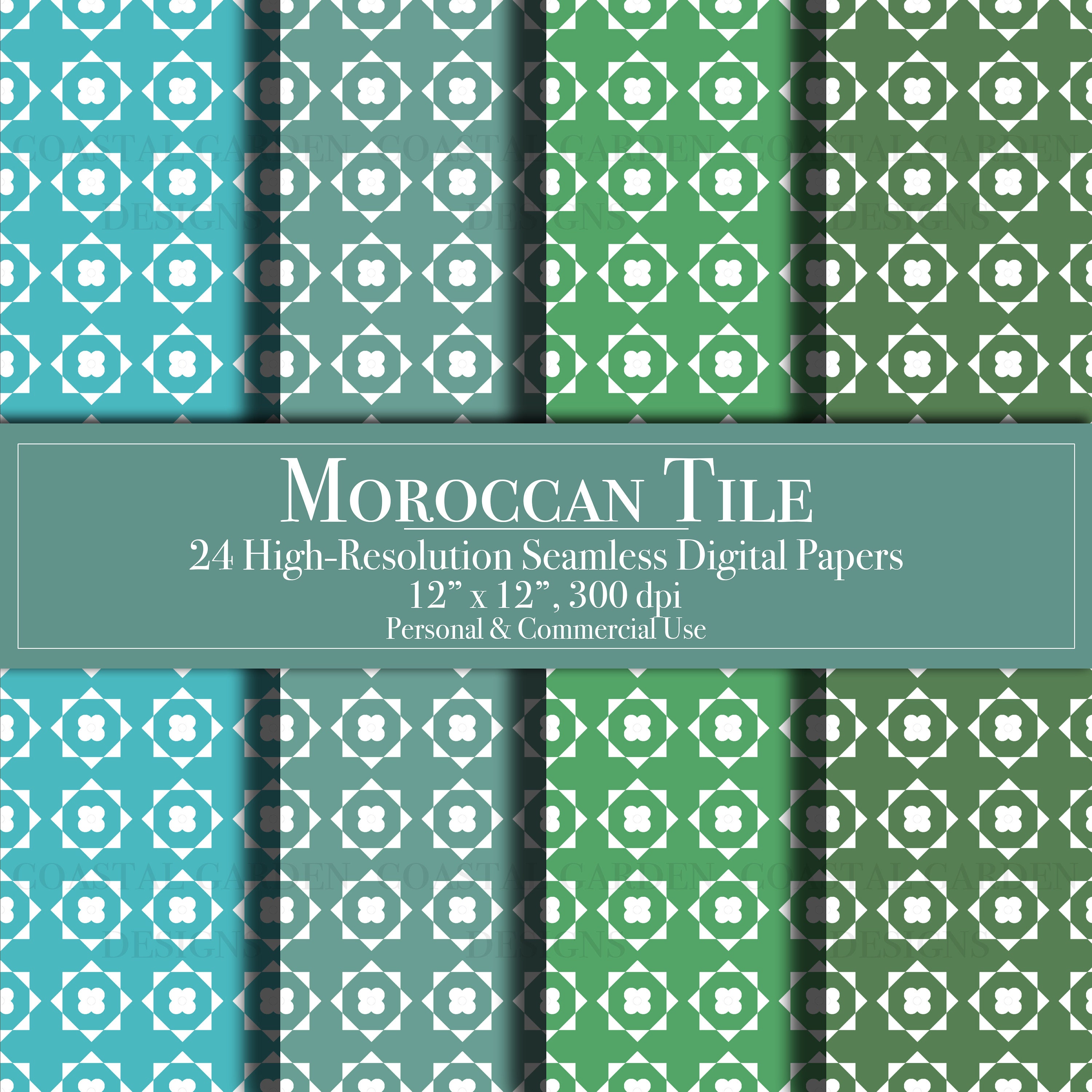 Moroccan Tile Digital Paper, Seamless Pattern Scrapbook Paper ...