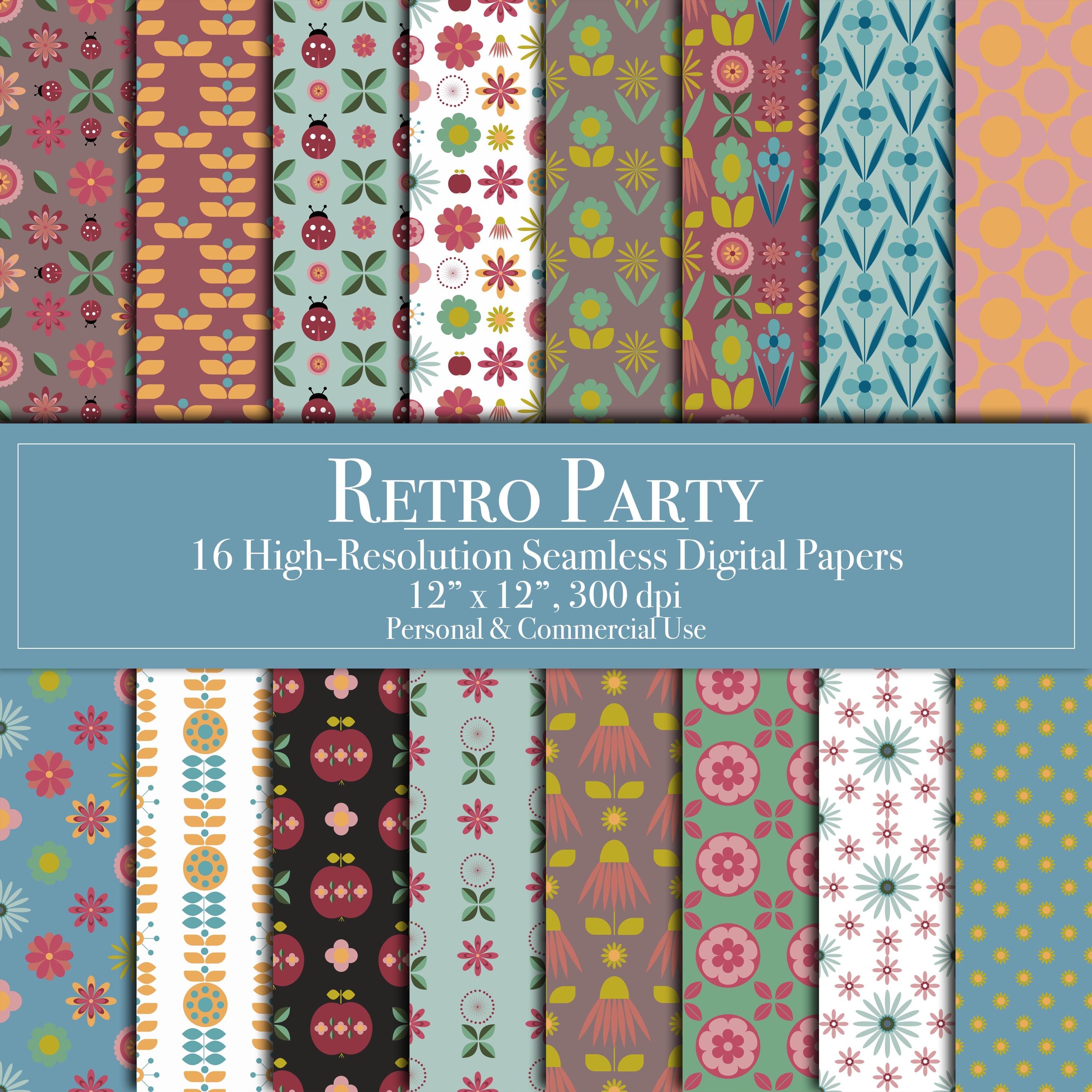 Boho Retro Digital Paper Megabundle Seamless Pattern Scrapbook Paper ...