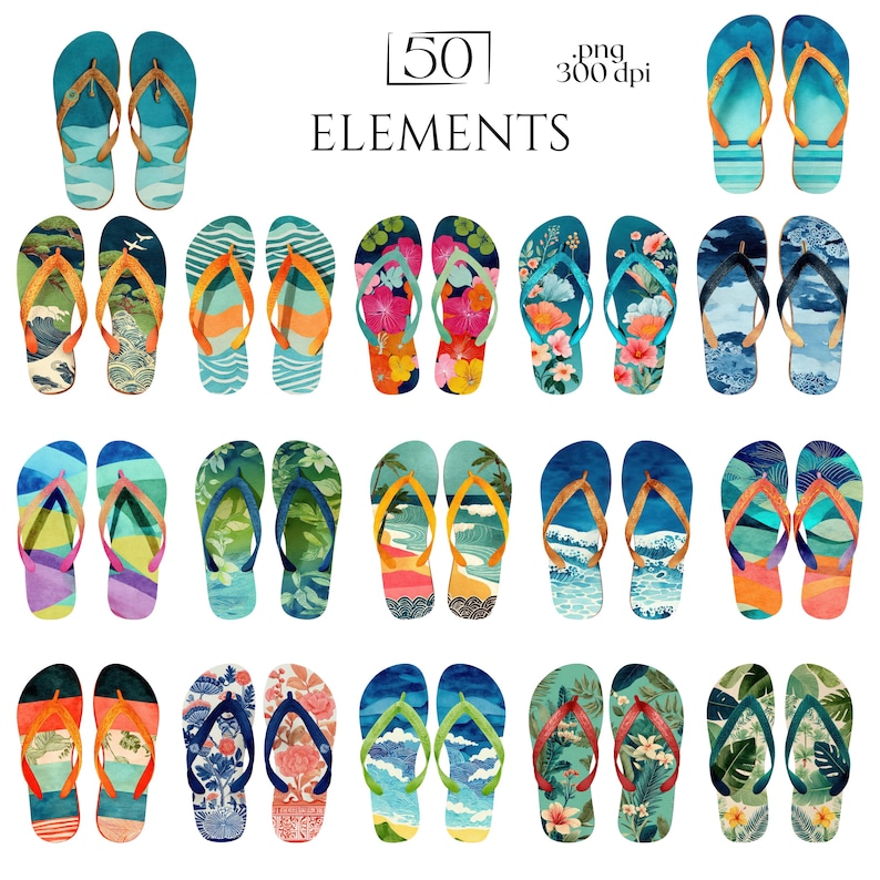 Tropical Beach Footwear Illustrations