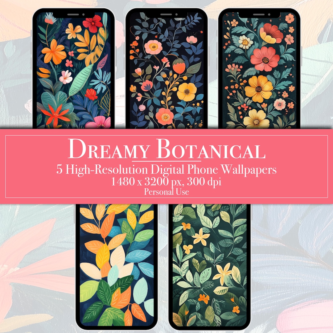 Botanical iPhone and Android Wallpapers, Floral Screen Saver Digital ...
