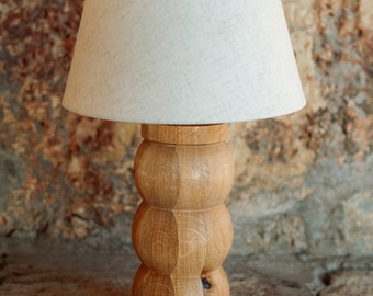 Oak & Linen Lamp Stacked Sphere Base