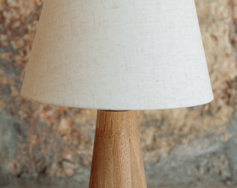 Oak & Linen Lamp with Cylinder Base