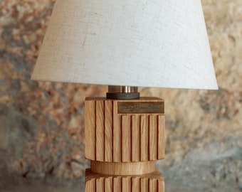 Oak & Linen Lamp Ribbed Base