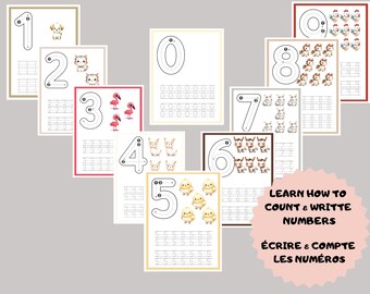 Apprendre les à compter et écrire les chiffres, learn to count and write the numbers