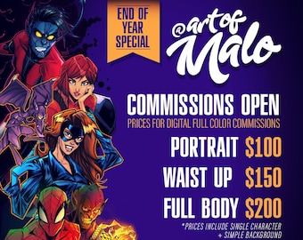 Waist Up - Personalized Character Commission, Anime, Comic Art,  Digital Drawing,  Printable Gift, ArtofMalo