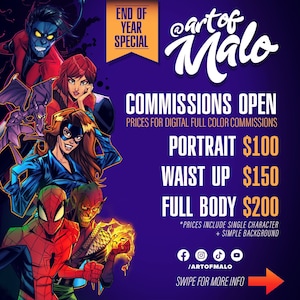 2 Characters - Waist Up - Personalized Character Commission, Anime, Comic Art,  Digital Drawing,  Printable Gift, ArtofMalo