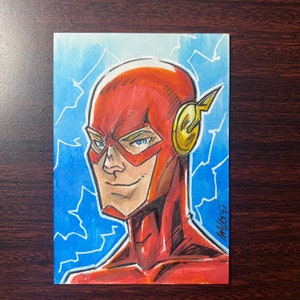 The Flash / DC Comics / Tarjeta de boceto de artista original de 2,5 x 3,5