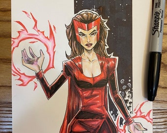 Scarlet Witch |  Wanda Maximoff | on 6x9 Bristol Board | Art of Malo