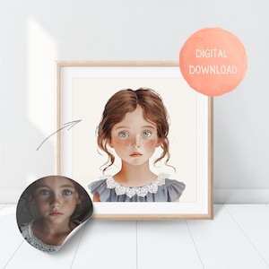 Aangepast portret van foto, gepersonaliseerde aquarelillustratie, aanpasbare poster, afdrukbaar cadeau