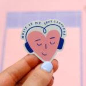 Heart sticker 'Music is my love language' – with glitter effect