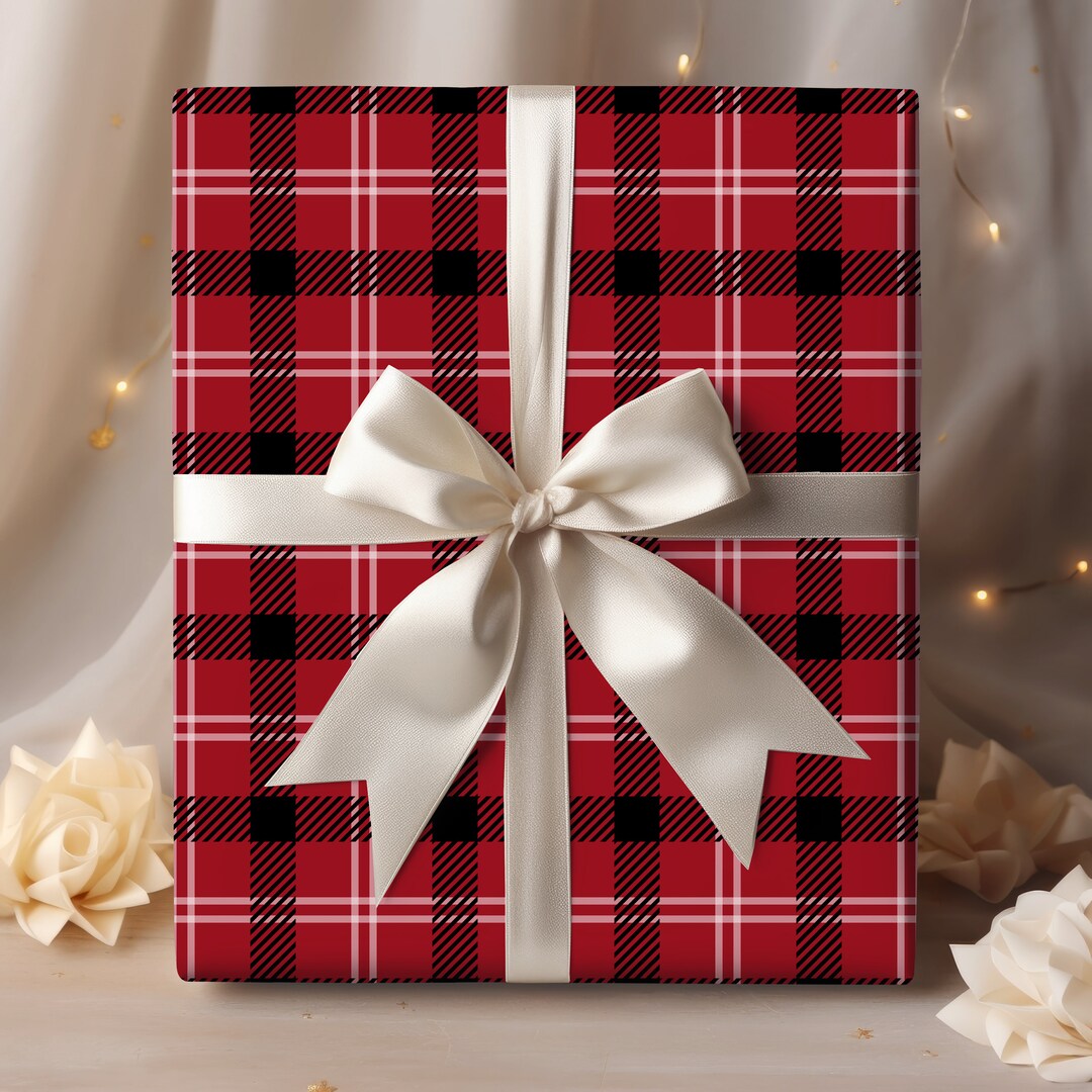 Gift Wrap Papers Christmas Plaid Wrapping Paper Christmas Etsy