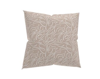Abstract Linen Feel Throw Pillow: Rose Currents Design