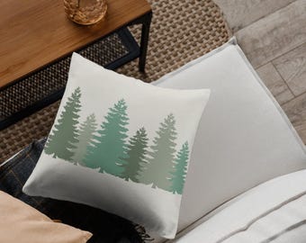 Alpine Tree Holiday Throw Pillow, Winter Decor, Cozy Cabin Pillow